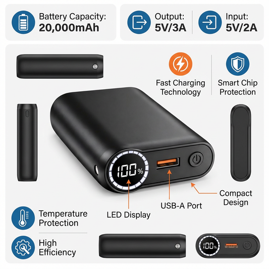 🔋 Power On The Go — 20,000mAh LED Ring Fast Charger | Today’s Deal
